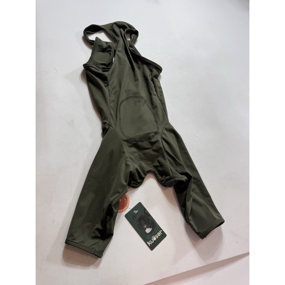 Kuoser Dog Jumpsuit Large L Green Nylon Stretch Full Body Pet Suit Coverall